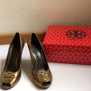 Tory Burch metallic wedges